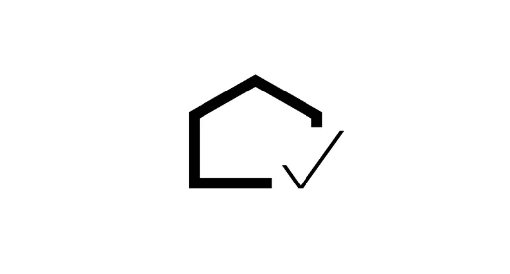 Piktogrammi, jossa on talon ääriviivat ja oikein-merkki.