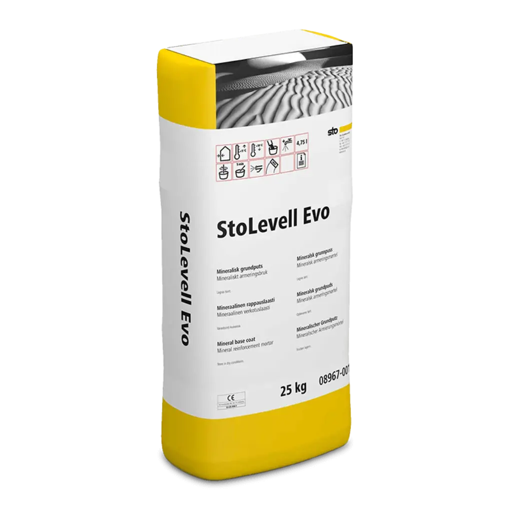 StoLevell Evo -verkotuslaasti kivitalojen julkisivurappaukseen.