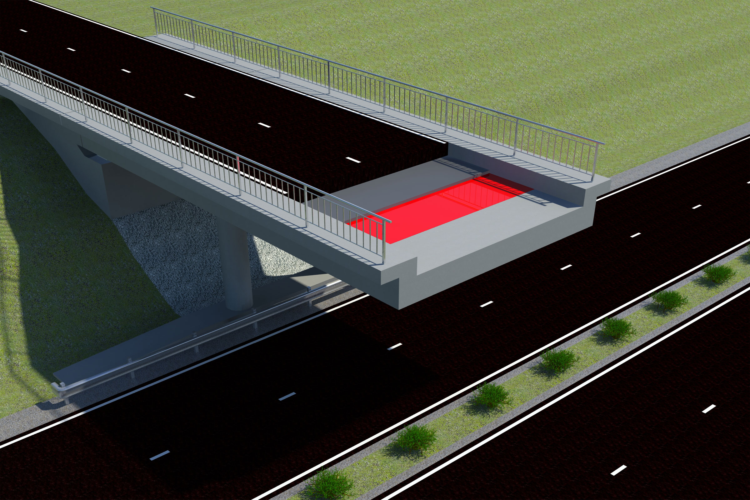Kuva sillasta punaisella epoksitiivistyksellä.