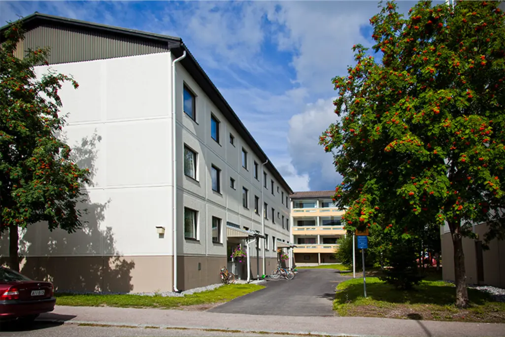 Maalattu sandwich-betonielementtijulkisivu.