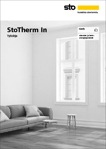 Työohjeen kansikuvassa avara huone valkoisilla seinillä ja suurilla ikkunoilla