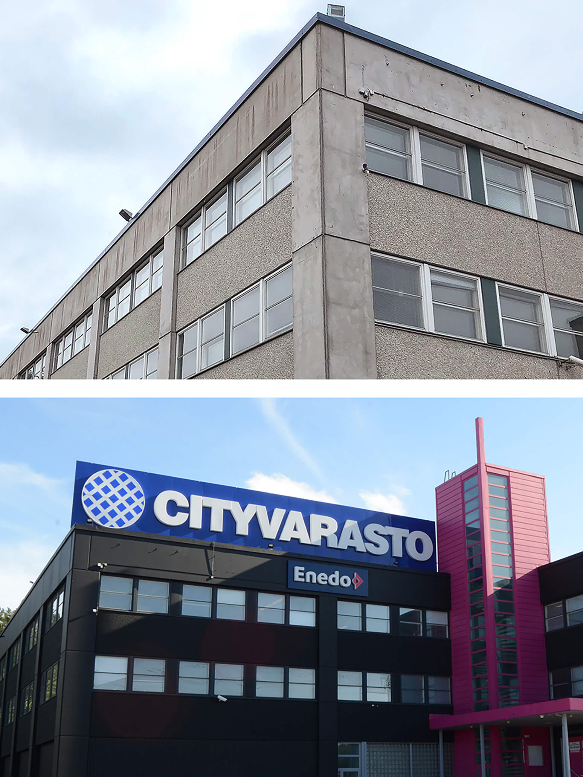 Cityvarasto ennen ja jälkeen ilmeen uudistusta.